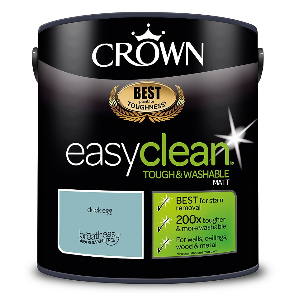 Crown Easyclean Tough & Washable Matt Paint Duck Egg - 2.5L