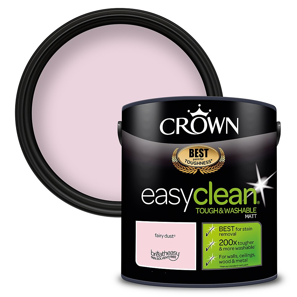 Crown Easyclean Washable & Wipeable Multi Surface Matt Paint Fairy Dust - 2.5L