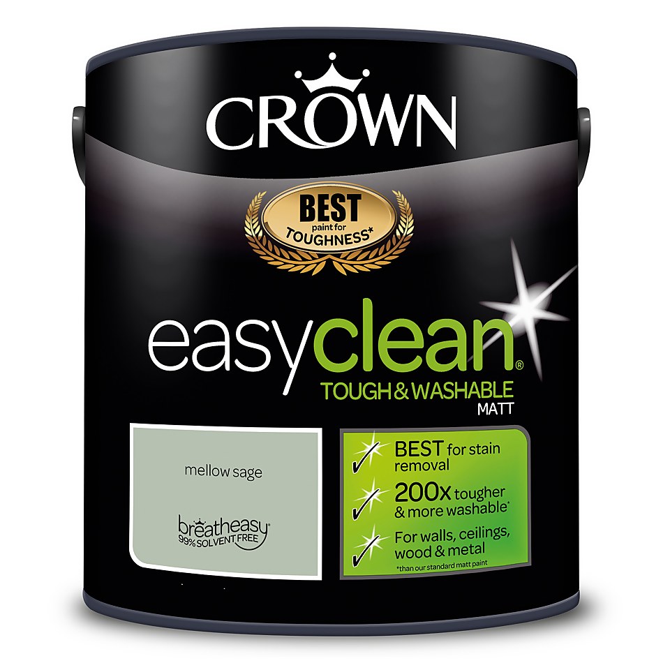 Crown Easyclean Tough & Washable Matt Paint Mellow Sage - 2.5L
