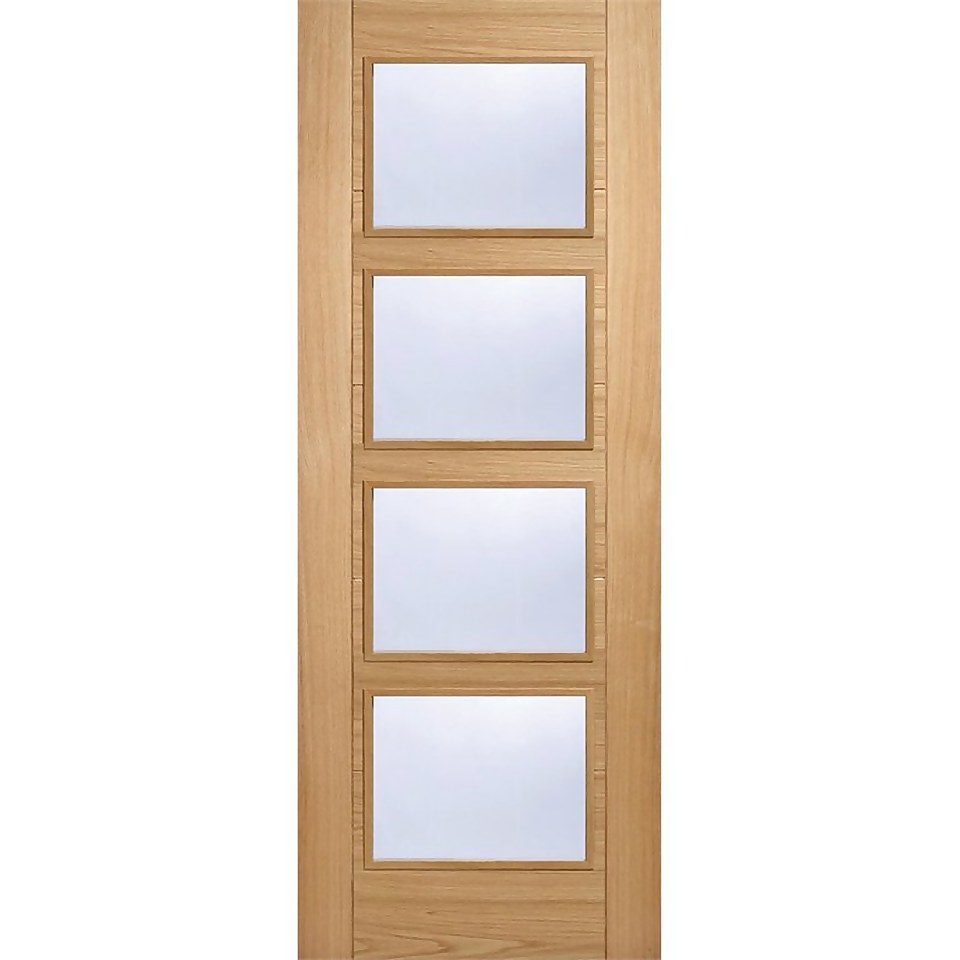 Vancouver Internal Glazed Prefinished Oak 4 Lite Fire Door - 762 x 1981mm