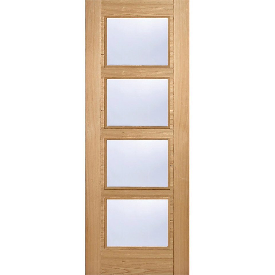 Vancouver Internal Glazed Prefinished Oak 4 Lite Fire Door - 838 x 1981mm