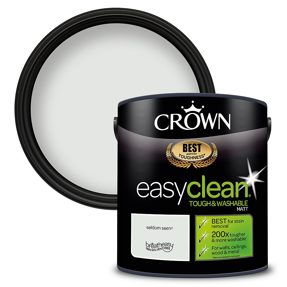 Crown Easyclean Washable & Wipeable Multi Surface Matt Paint Seldom Seen - 2.5L