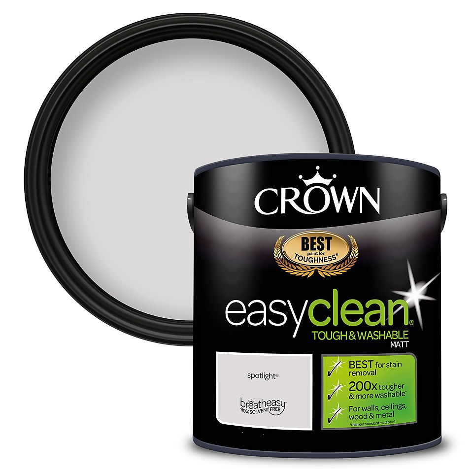 Crown Easyclean Washable & Wipeable Multi Surface Matt Paint Spotlight - 2.5L