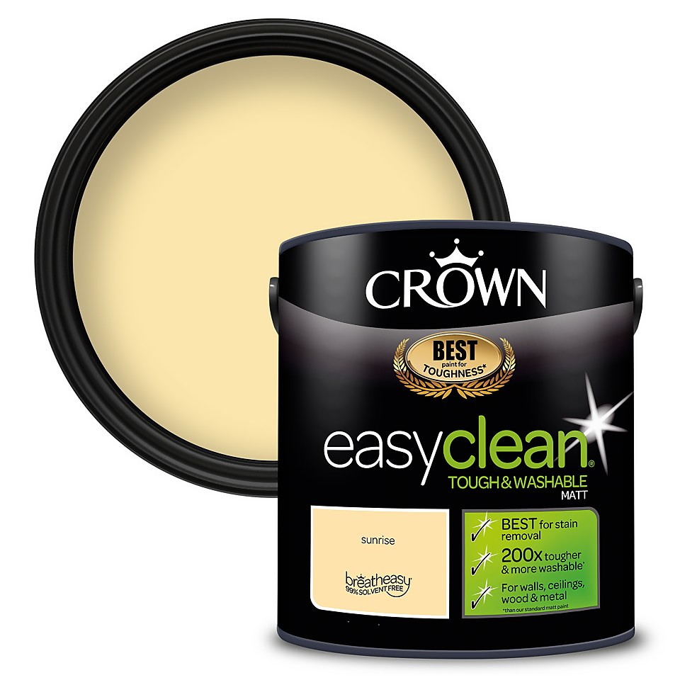 Crown Easyclean Tough & Washable Matt Paint Sunrise - 2.5L