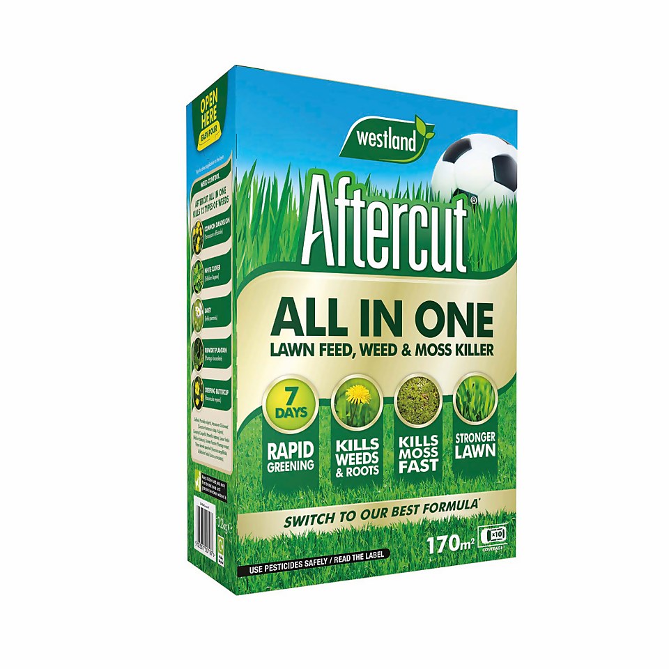 Aftercut All In One Lawn Feed, Weed and Moss Killer - 170m2