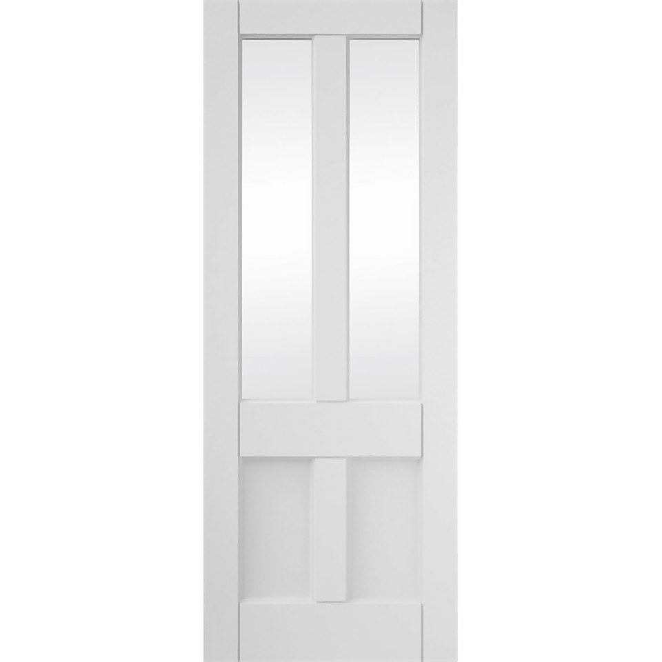 Deco 4 Panel Clear Glazed White Primed Interior Door 1981 x 838mm