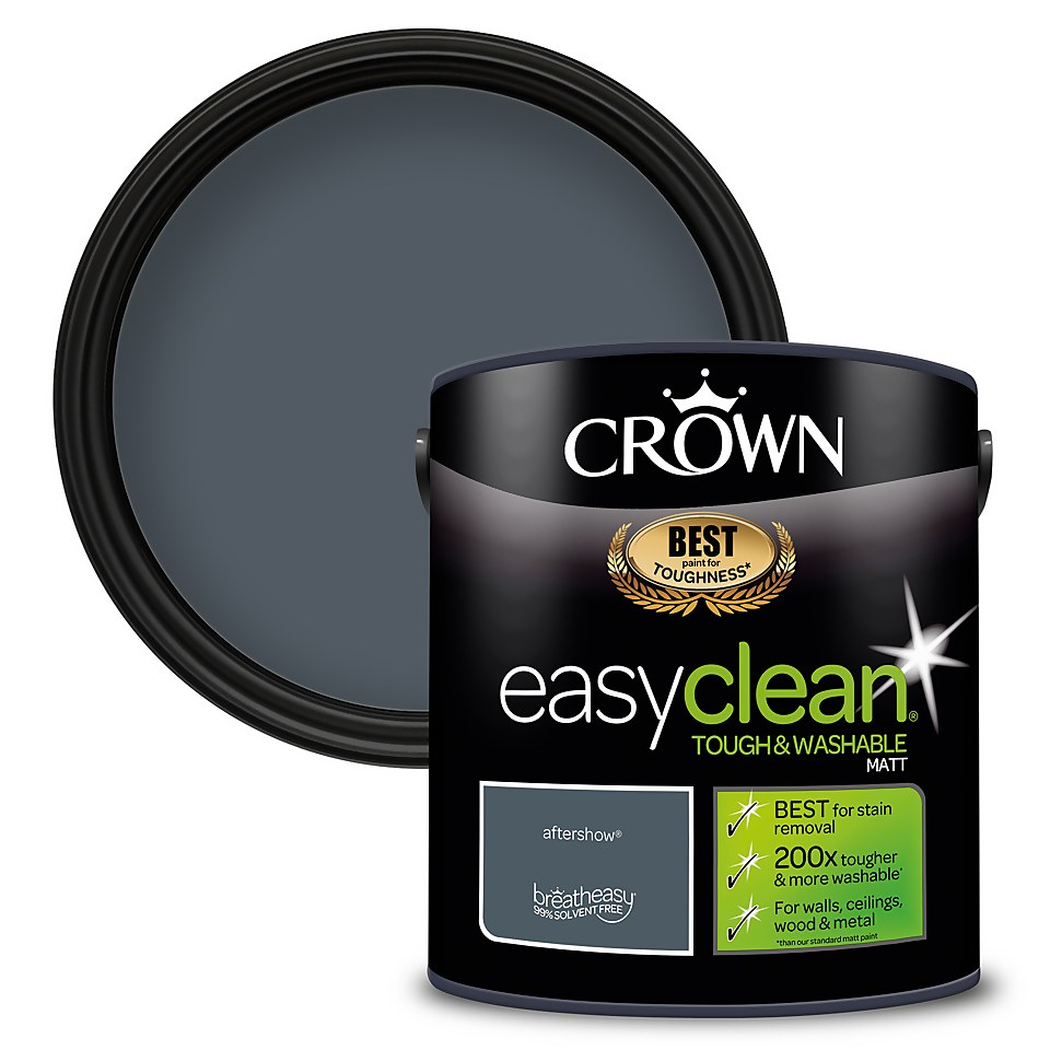 Crown Easyclean Washable & Wipeable Multi Surface Matt Paint Aftershow - 2.5L