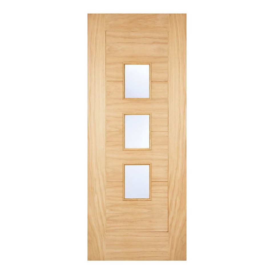 Arta External Glazed Unfinished Oak 3 Lite Door - 813 x 2032mm