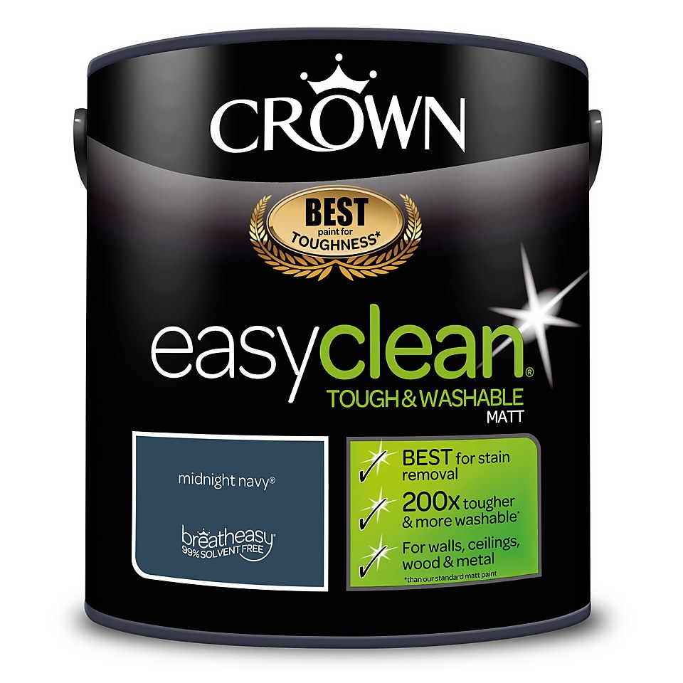 Crown Easyclean Tough & Washable Matt Paint Midnight Navy - 2.5L