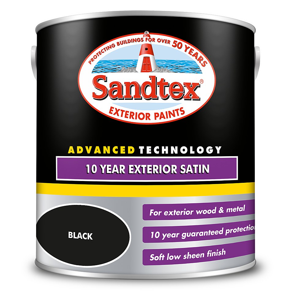 Sandtex 10 Year Satin Paint Black - 2.5L