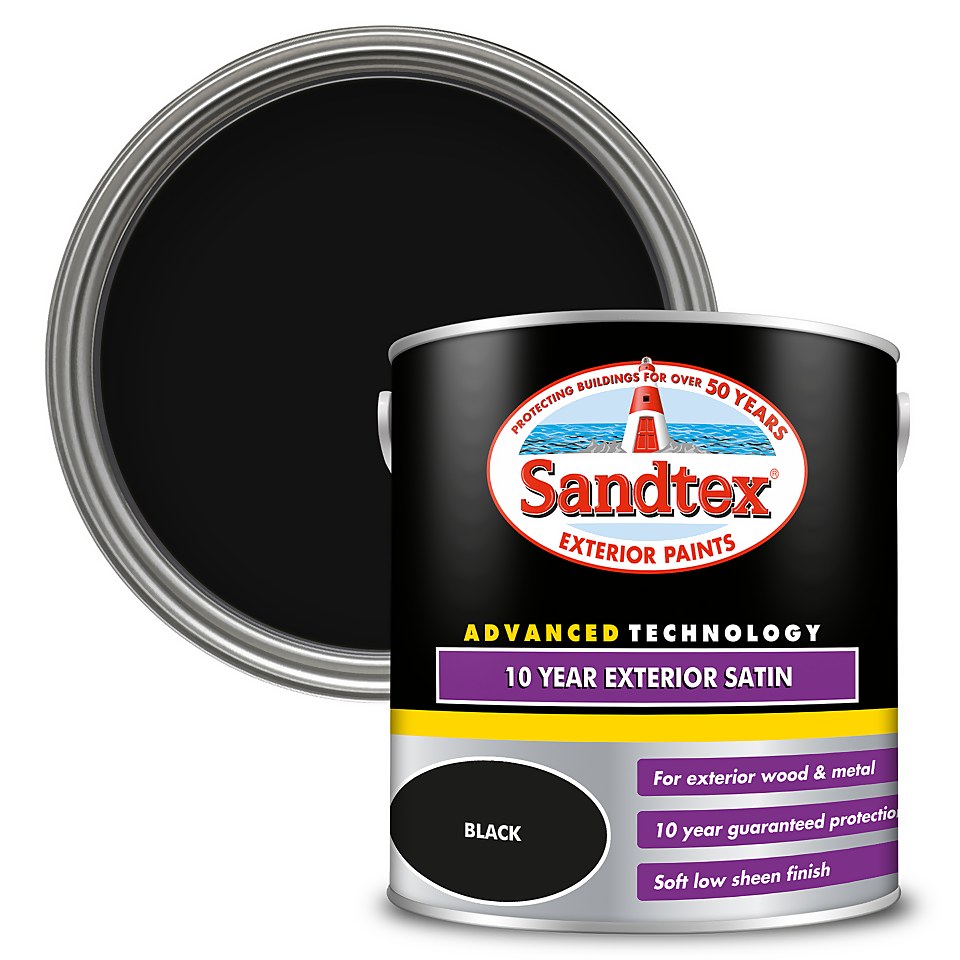 Sandtex 10 Year Satin Paint Black - 2.5L