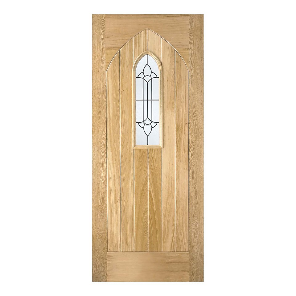 Westminster External Glazed Unfinished Oak 1 Lite Door - 762 x 1981mm