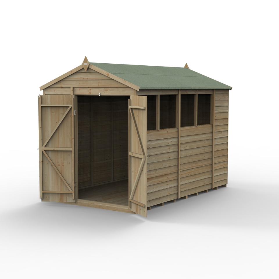 Forest Garden 4LIFE Apex Shed 6 x 10ft - Double Door 4 Window (Home Delivery)