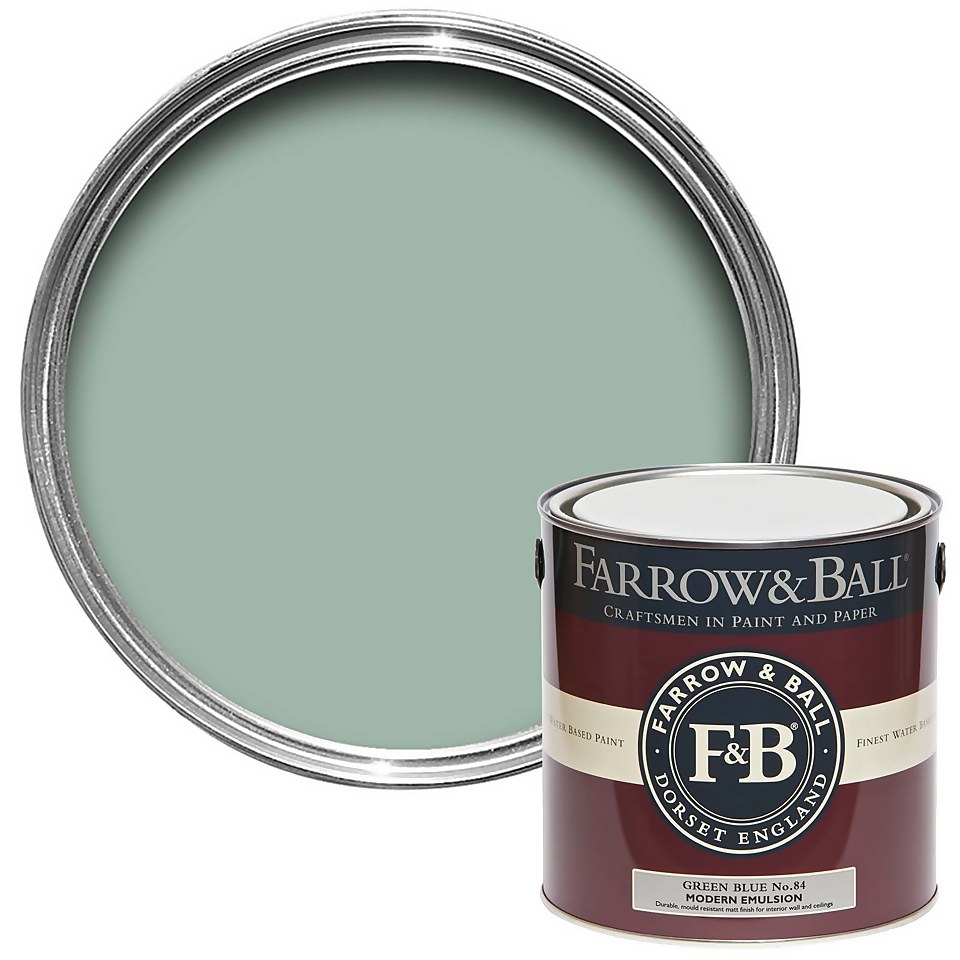 Farrow & Ball Modern Matt Emulsion Paint Green Blue No.84 - 2.5L