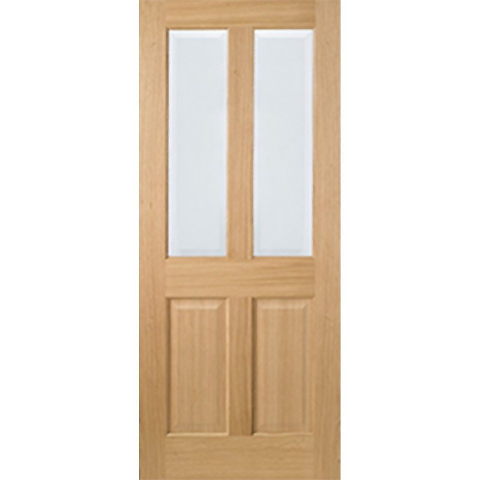 Richmond Internal Prefinished Oak 2 Panel 2 Lite Door - 762 x 1981mm