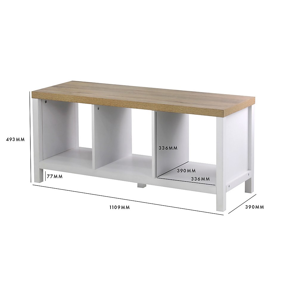Clever Cube 1x3 Storage Unit with Legs - White
