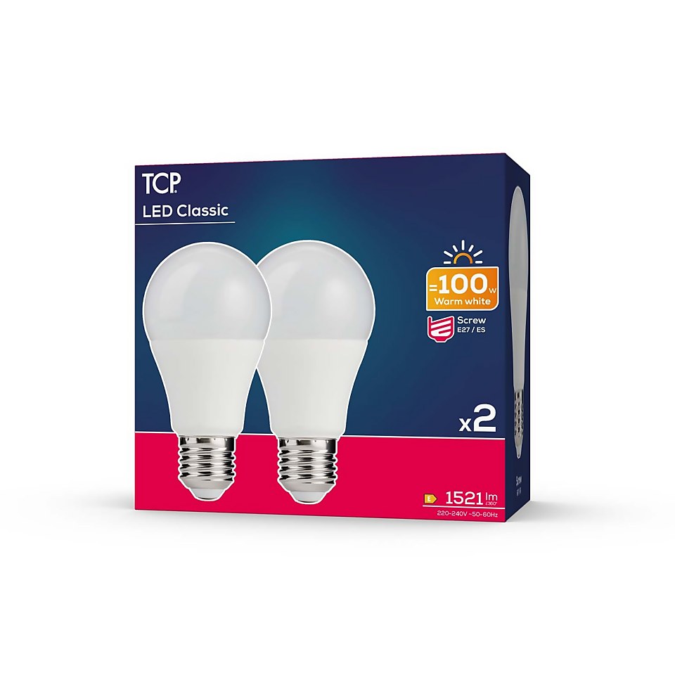 TCP LED Classic 100W ES Warm Light Bulb - 2 pack