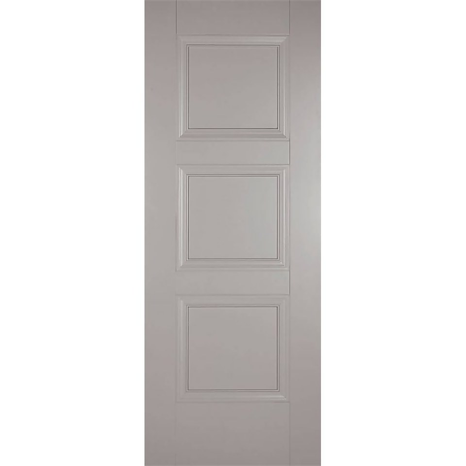 Amsterdam Internal Primed Silk Grey 3 Panel Door - 838 x 1981mm