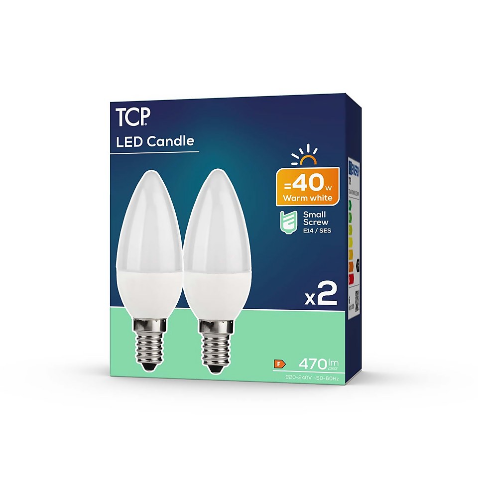 TCP LED Candle 40W SES Warm Light Bulb - 2 pack