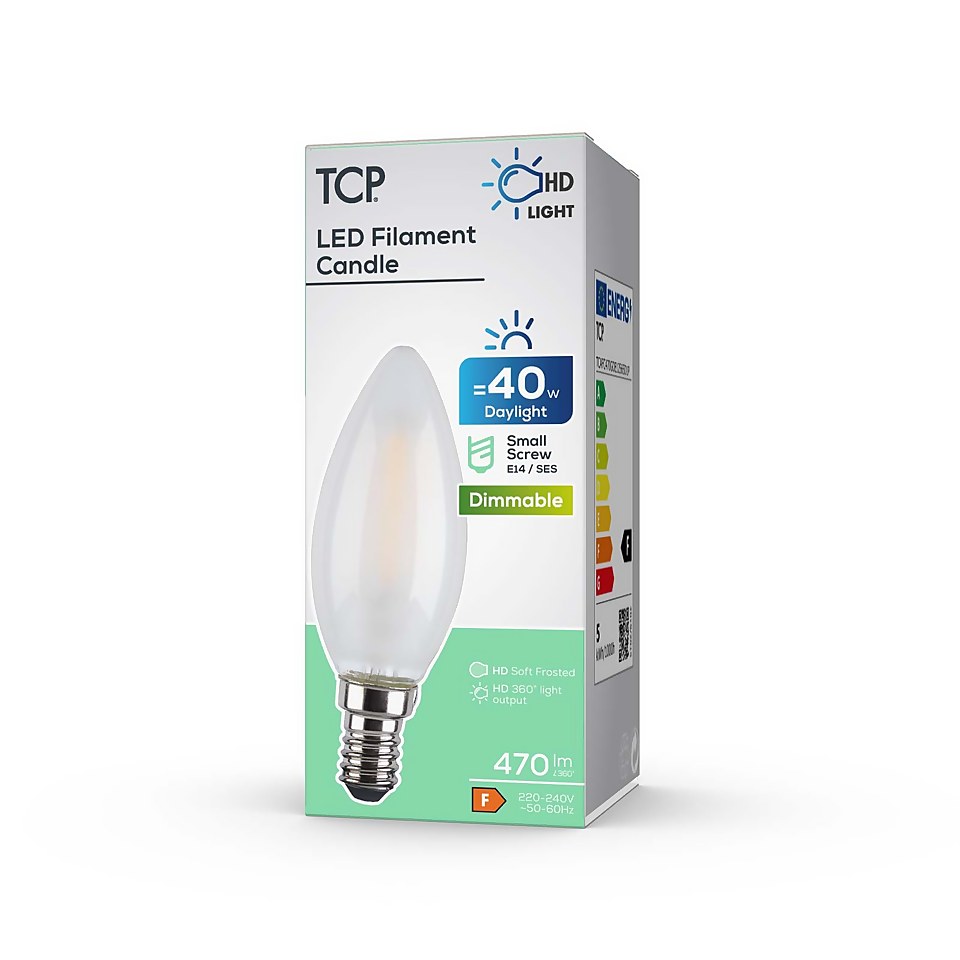 TCP Filament Candle Coat 40W SES Cool Dimmable Light Bulb