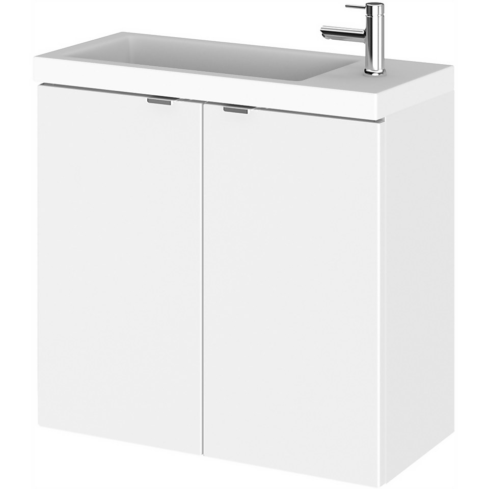 Balterley Dynamic 600mm Wall Hung Compact Vanity Unit with Basin Gloss White Homebase