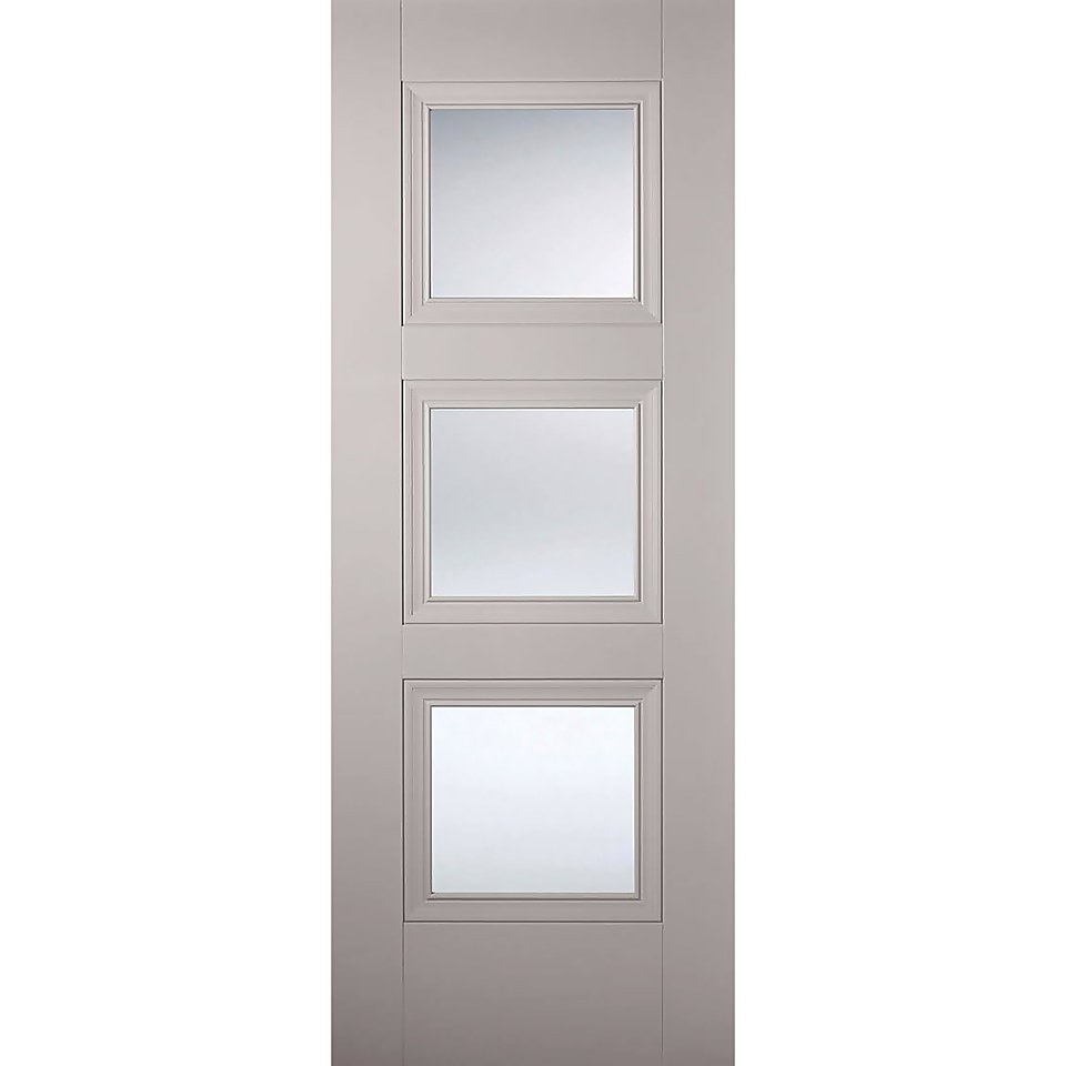 Amsterdam Internal Glazed Primed Silk Grey 3 Lite Door - 686 x 1981mm