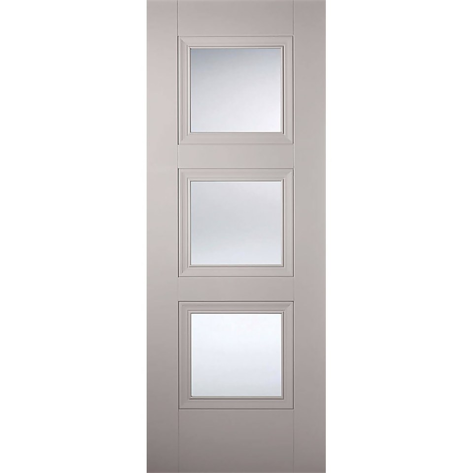 Amsterdam Internal Glazed Primed Silk Grey 3 Lite Door - 838 x 1981mm