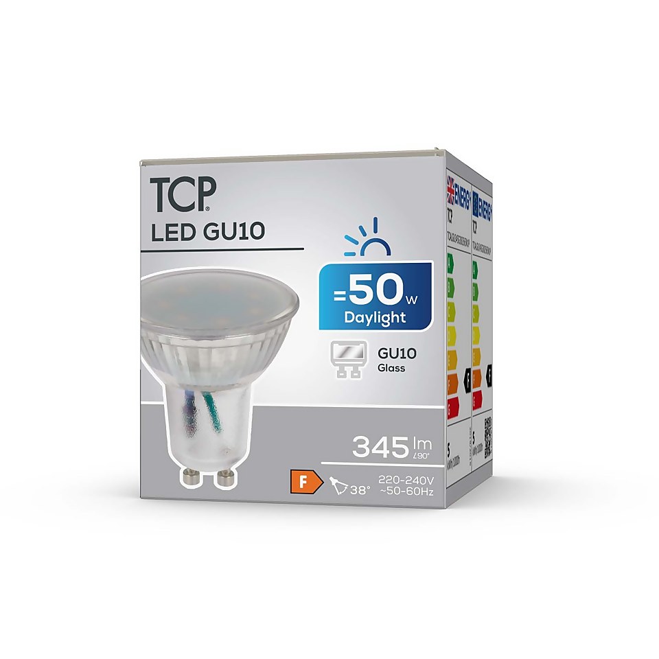 TCP LED Glass GU10 50W Cool Light Bulb