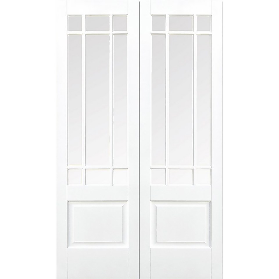 Downham Internal Glazed Primed White 9 Lite Pair Doors - 1168 x 1981mm