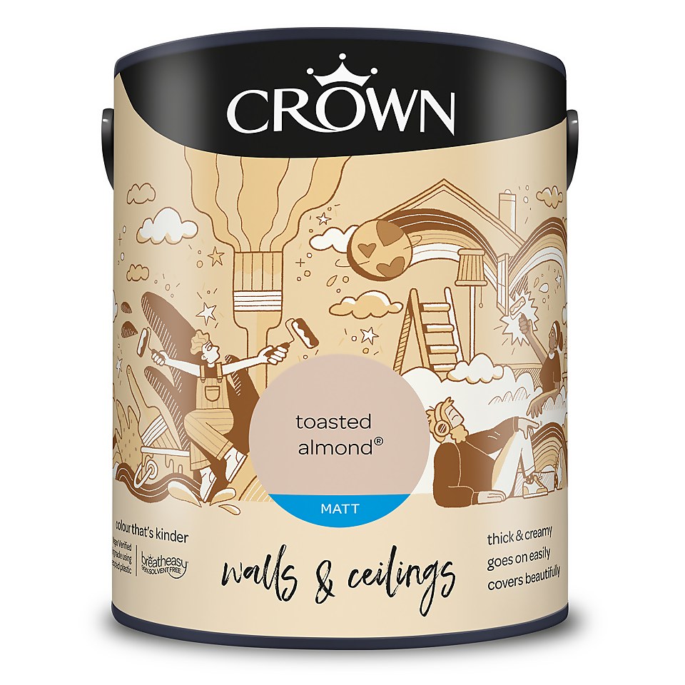 Crown Walls & Ceilings Matt Emulsion Paint Toasted Almond - 5L