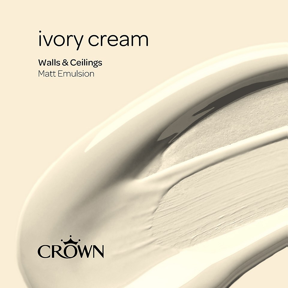 Crown Walls & Ceilings Matt Emulsion Paint Ivory Cream - 2.5L