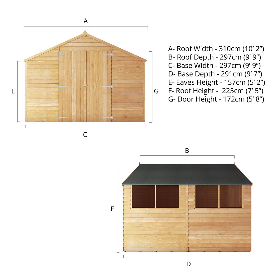 Mercia 10 x 10ft Overlap Apex Shed - incl. Installation