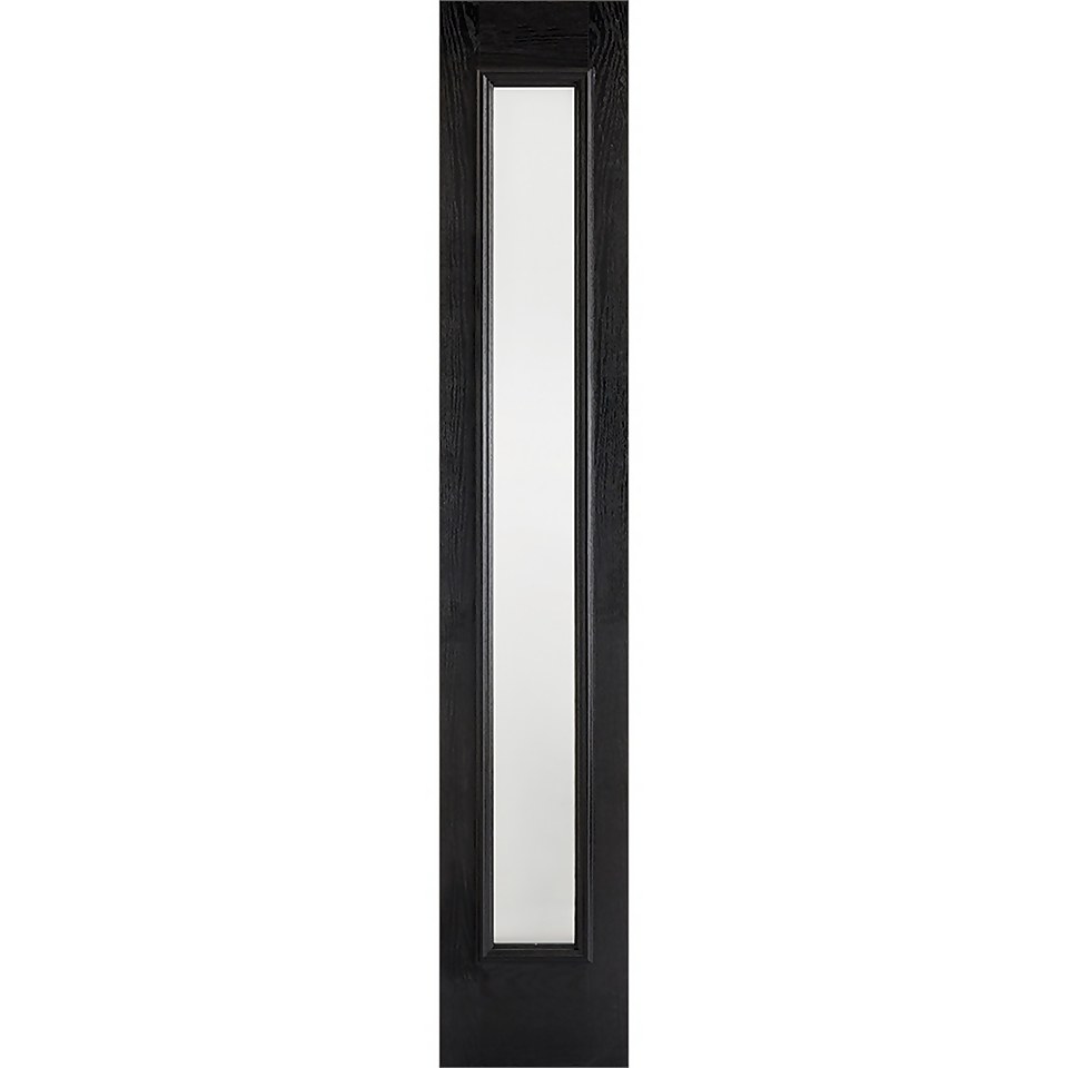 Frosted External Glazed Black GRP 1 Lite Sidelight - 356 x 2032mm