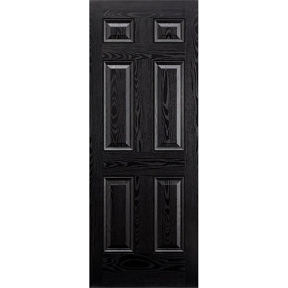 Colonial External Black GRP 6 Panel Door - 813 x 2032mm