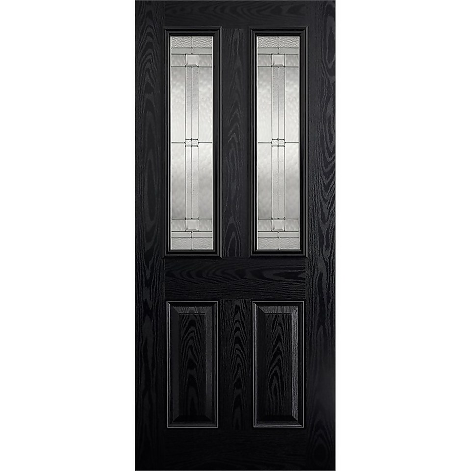 Malton External Glazed Black GRP 2 Lite Door - 813 x 2032mm