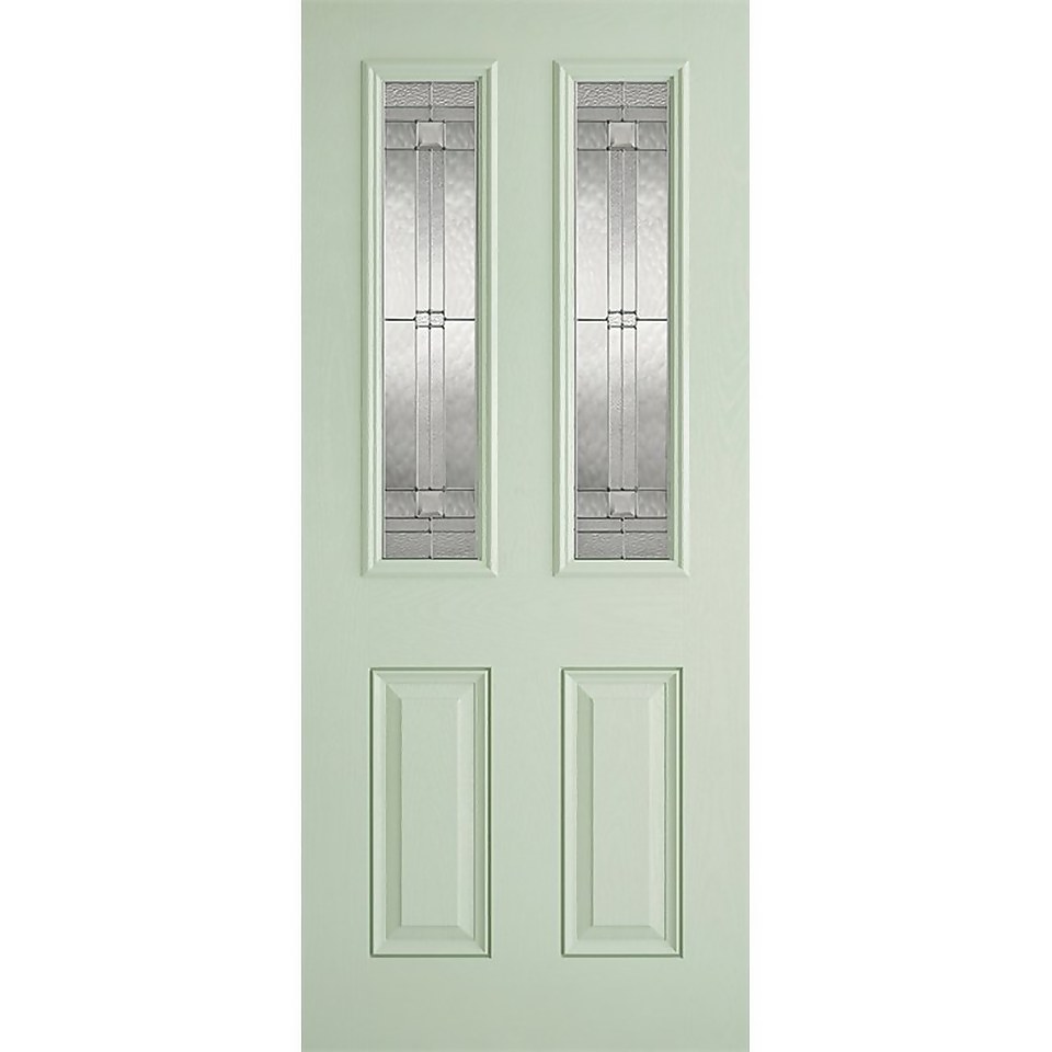 Malton External Glazed Light Green GRP 2 Lite Door - 838 x 1981mm