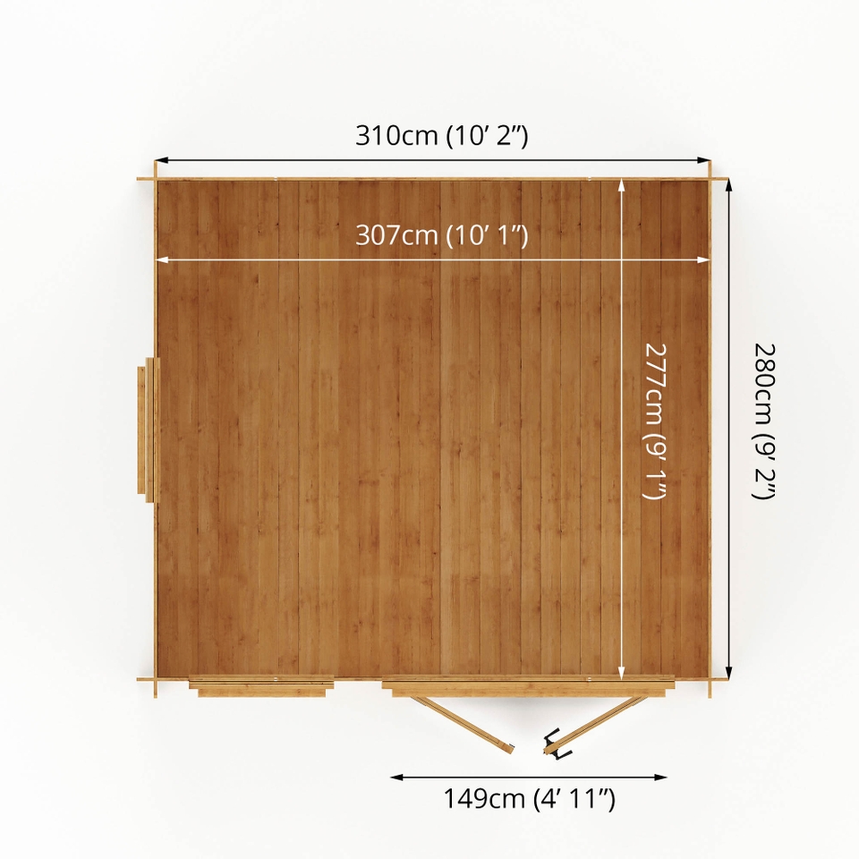 Mercia (Installation Included) 3x3.3m Sherwood 19mm Log Cabin