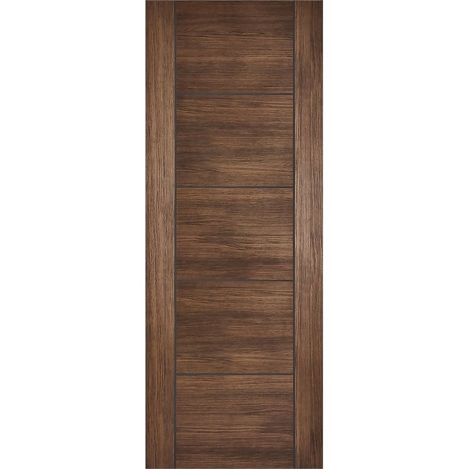 Vancouver Internal Walnut Laminate 5 Panel Door - 686 x 1981mm