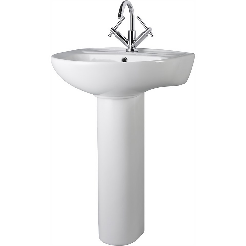 Balterley Adley 1 Tap Hole Basin and Full Pedestal - 550mm