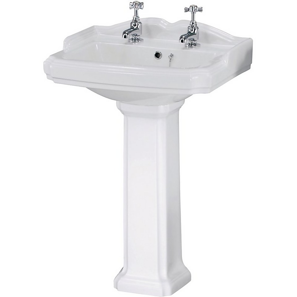 Balterley Legacy 2 Tap Hole Basin and Full Pedestal - 580mm
