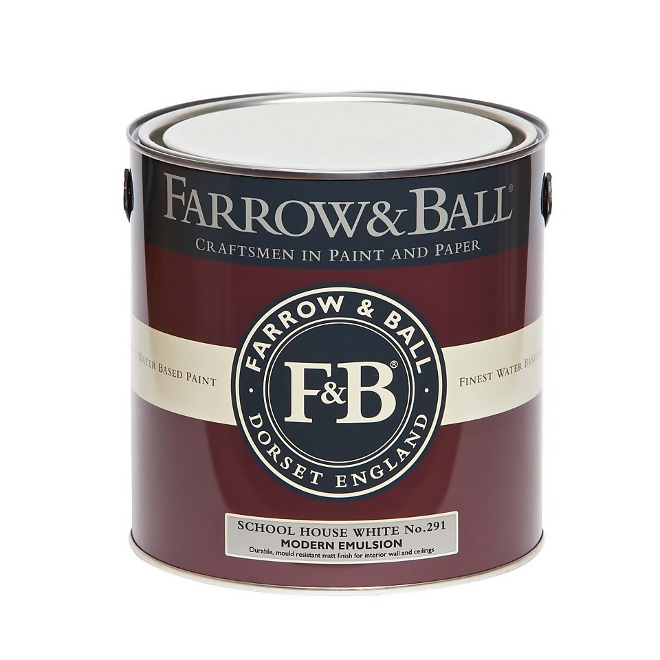 Farrow & Ball Modern Matt Emulsion Paint School House White No.291 - 2.5L