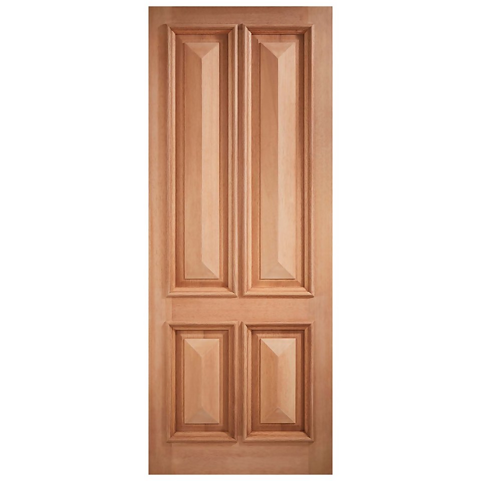 Islington External Unfinished Hardwood 4 Panel Door - 762 x 1981mm