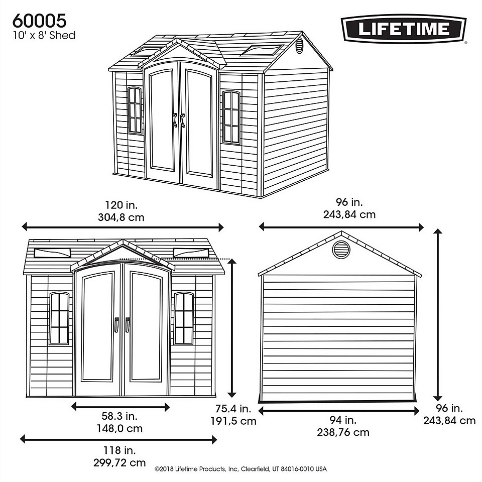 Lifetime 10 x 8ft Outdoor Storage Shed