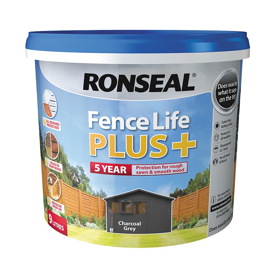 Ronseal Fence Life Plus Paint Charcoal Grey - 9L