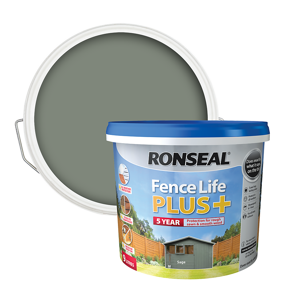 Ronseal Fence Life Plus Paint Sage - 9L