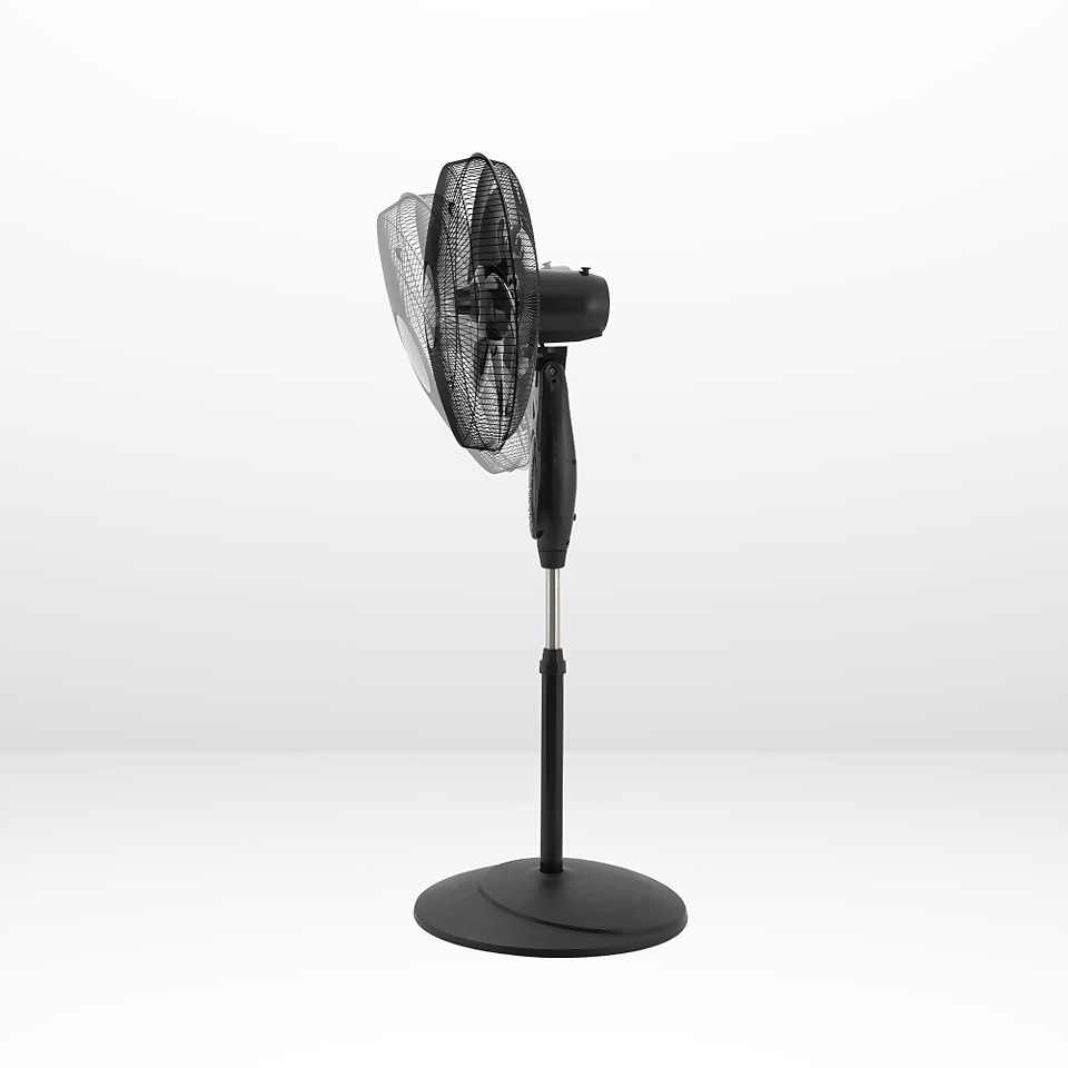 18 Inch Oscillating Pedestal Fan with Remote Control - Black