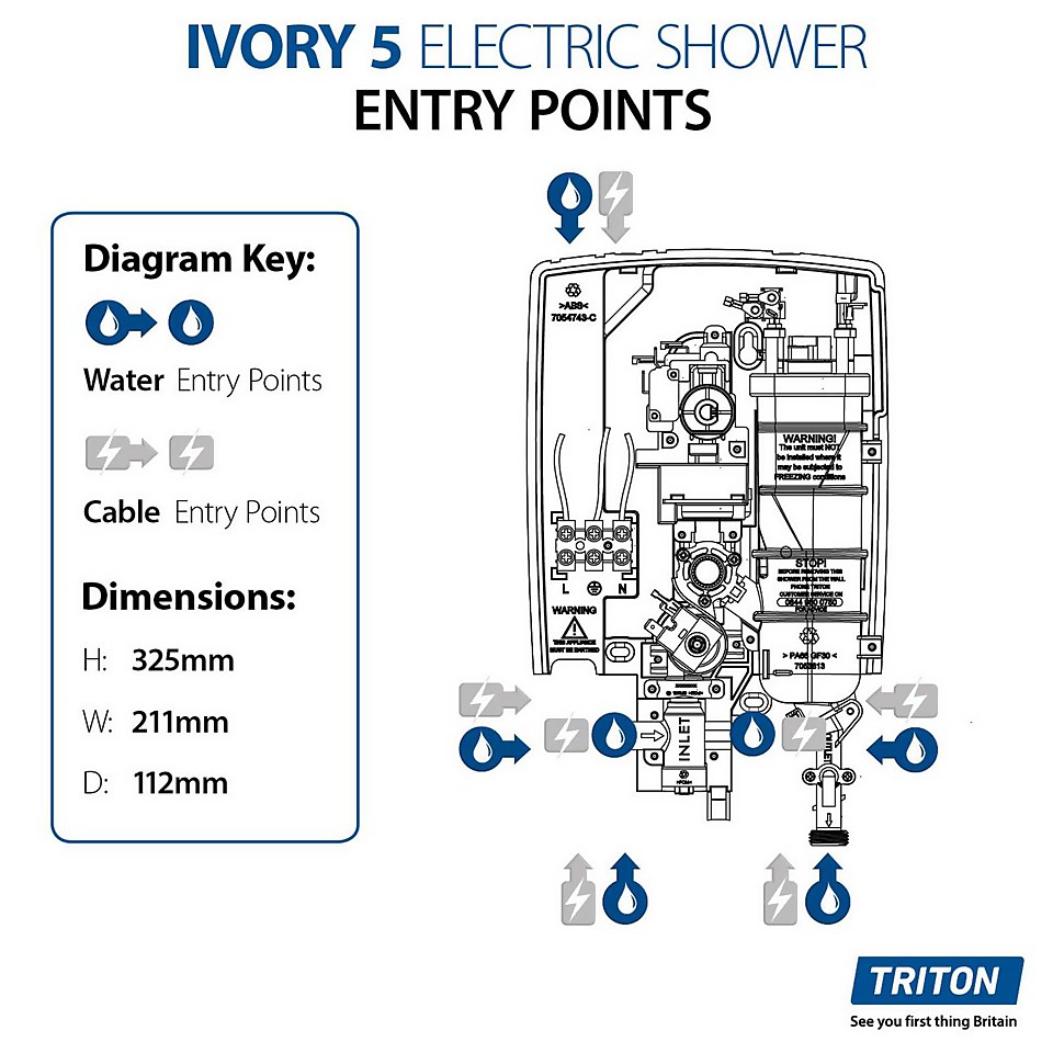 Triton Ivory 5 9.5kw White Electric Shower - White