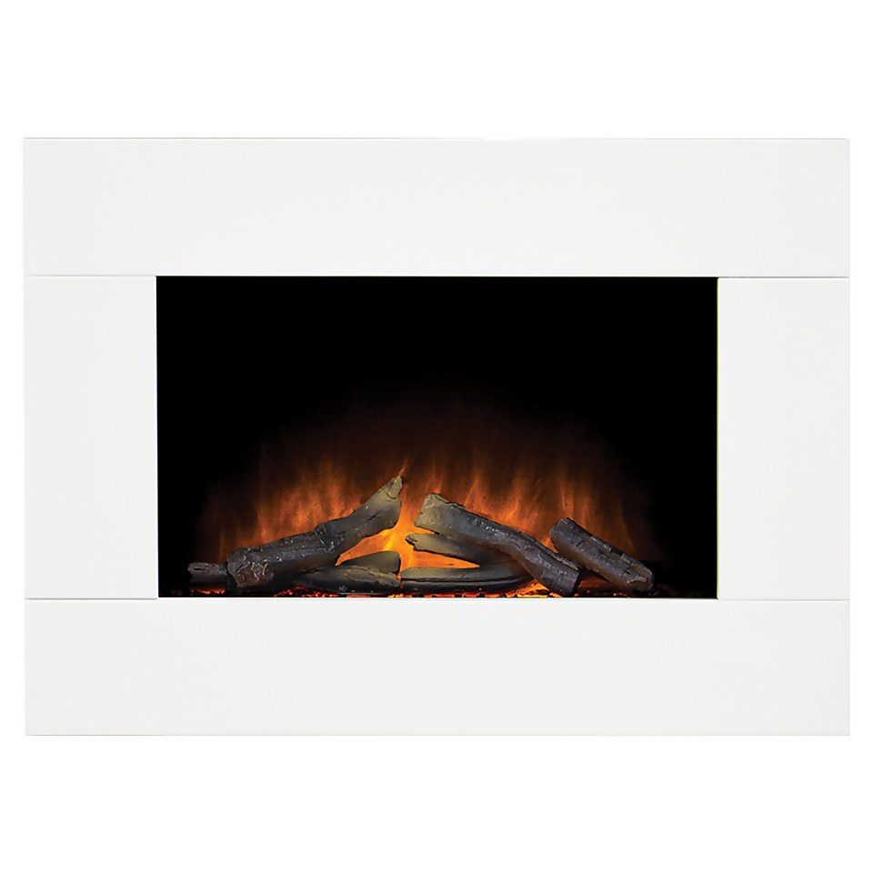 Adam Whitemere Electric Fire with Wall Mounted Fitting - White