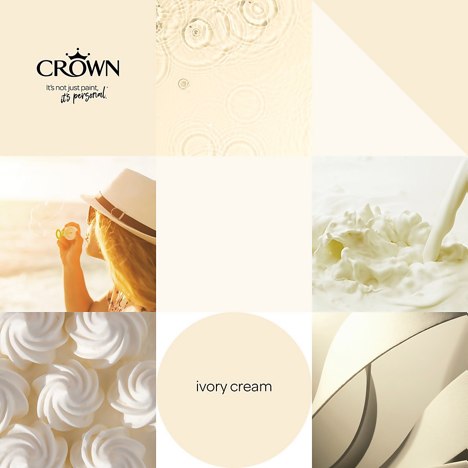 Crown Walls & Ceilings Matt Emulsion Paint Ivory Cream - 5L