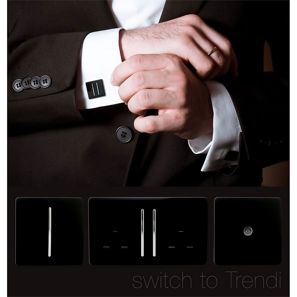 Trendi Switch Fused Spur Switch in Screwless Black
